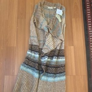 Anthropology Long Sweater Cardigan Vest